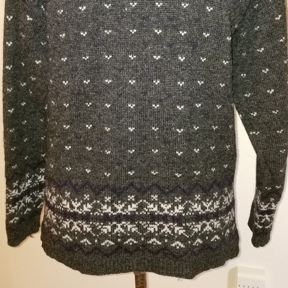 ✅#10 Mac & Jac Grey Multi-Color Wool Fair Isle Hand Knit Cardigan Removable Fur! - Picture 14 of 16